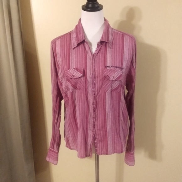Harley-Davidson Tops - Harley Davidson vtg lightweight cotton button down shirt sz XL *D